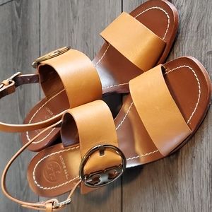 Tan Tory Burch sandal heels